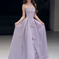 French Chic Purple Beaded A-Line Strapless Bow-knot Corset Maxi Evening Dress Prom Dress RS355