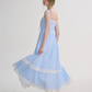 French plaid dress sleeveless long dress lace pastoral style suspender dress for women R3552