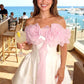 Elegant White A-Line Strapless Applique Bodycon Mini Birthday Dress Homecoming Dress RS369