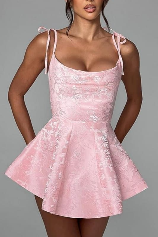 Pink A-Line Spaghetti Straps Embroidery Bodycon Mini Party Dress Homecoming Dress RS370
