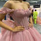 Pink Tulle Quinceanera Dresses for Sweet 16,Off-Shoulder Ball Gowns for Prom S6939