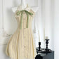 Yellow striped bow slim-fit A-line lace-trimmed skirt homecoming dress R2522