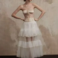 Brown tube top with fishbone top and white cake long skirt for homecoming dress R4774