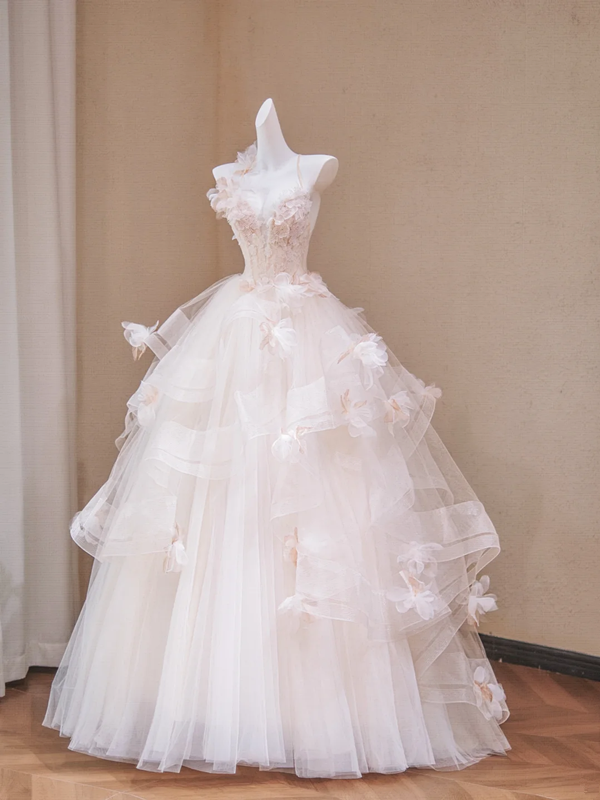 Pink halter neck slim waist cute girl bridal dress R5717