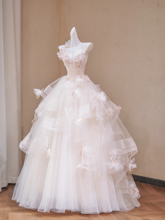 Pink halter neck slim waist cute girl bridal dress R5717