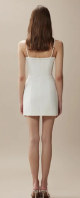 White suspender lace sexy waist slimming hip skirt homecoming dress R4364