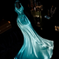 Lake blue halter neck rhinestone fitted waist elegant fairy long ball gown R6910