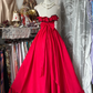 Red tube top lace waist slim A-line elegant long skirt ball gown R6151