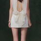 White sleeveless waist A-line short skirt homecoming dress R4857