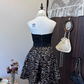Black tube top high waist sequined skirt short skirt homecoming dress R4289