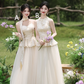 Apricot slim waist ball gown, bridesmaid dress R5991