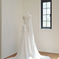 White one-shoulder design, fitted waist, sexy lace long ball gown, bridal gown R8506