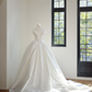 White off-the-shoulder retro-style fitted waist long ball gown/bridal dress R8446