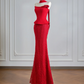 Red strapless fitted waist sexy top with lace bodycon skirt ball gown, wedding dress R8137