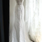 White halter-neck fitted lace fishtail long ball gown/bridal dress R6830