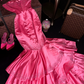 Pink strapless fitted mermaid skirt long ball gown R7029
