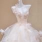 Pink halter neck slim waist cute girl bridal dress R5717