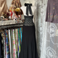 Black halter-neck, fitted, bodycon fishtail gown, ball gown R6311