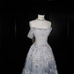 White one-shoulder diamond slim waist A-line elegant long skirt, prom dress R5640