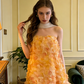 Yellow top paired with a white skirt for a ball gown R8698