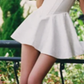 White halter waist sexy A-line big swing skirt short skirt homecoming dress R4571