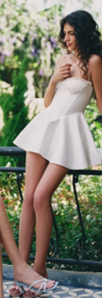 White halter waist sexy A-line big swing skirt short skirt homecoming dress R4571