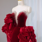 Red strapless, fitted, bodycon, long mermaid skirt ball gown/bridal dress R9027
