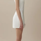 White suspender lace sexy waist slimming hip skirt homecoming dress R4364