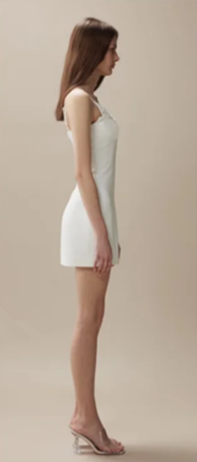 White suspender lace sexy waist slimming hip skirt homecoming dress R4364