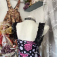 Retro print halter-neck fitted polka dot midi ball gown R7817