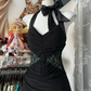 Black halter-neck, fitted, bodycon fishtail gown, ball gown R6311