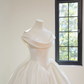White off-the-shoulder retro-style fitted waist long ball gown/bridal dress R8446