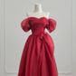 Red off-the-shoulder fitted waist ball gown with a full skirt R8215