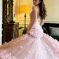 Light pink strapless, fitted, fishtail long ball gown, bridal dress R8573