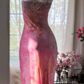 Light pink halter-neck fitted lace skirt sexy ball gown R7665