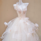 Pink halter neck slim waist cute girl bridal dress R5717