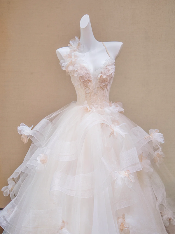 Pink halter neck slim waist cute girl bridal dress R5717