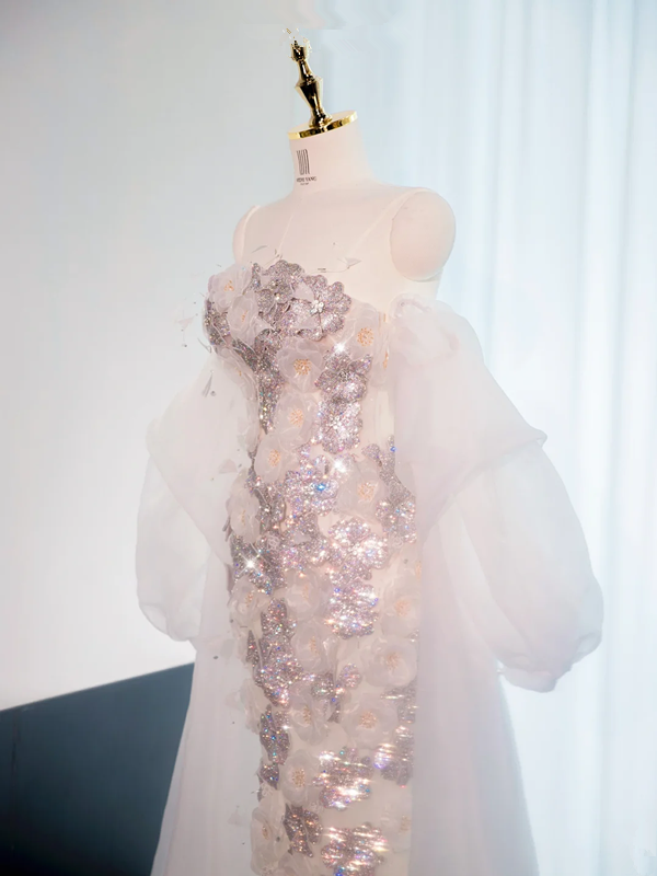 Light pink strapless fitted long ball gown, bridal dress R8997