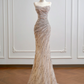 Nude pink strapless fitted waist bodycon long ball gown R8186