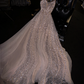 Light pink sequined halter-neck fitted long ball gown/bridal dress R8817