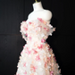 Pink floral off-the-shoulder fitted long ball gown, bridal dress R8967
