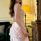 Light pink strapless, fitted, fishtail long ball gown, bridal dress R8573