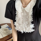 Black short skirt white formal neckline waist slim A-line short skirt homecoming dress R4208