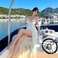 White Spaghetti Strap Waist-Cinched Fitted High-Slit Sexy Floor-Length Prom Dress R7110