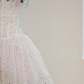 White sequined strapless, fitted waist, full skirt, long ball gown, bridal dress R8476