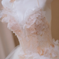 Pink halter neck slim waist cute girl bridal dress R5717