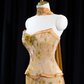 Yellow strapless fitted long ball gown/bridal dress R8937