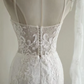 White halter-neck fitted lace fishtail long ball gown/bridal dress R6830