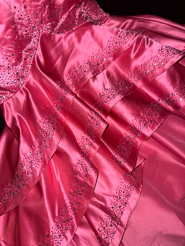 Pink strapless fitted mermaid skirt long ball gown R7029