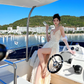 White Spaghetti Strap Waist-Cinched Fitted High-Slit Sexy Floor-Length Prom Dress R7110